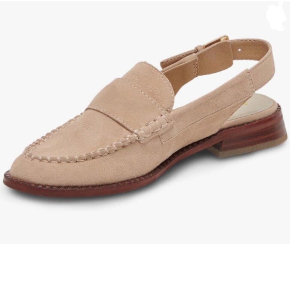 YDN Nude Buckle Slingback Pumps Slip On Loafers Block Low Heels Round Toe Shoes